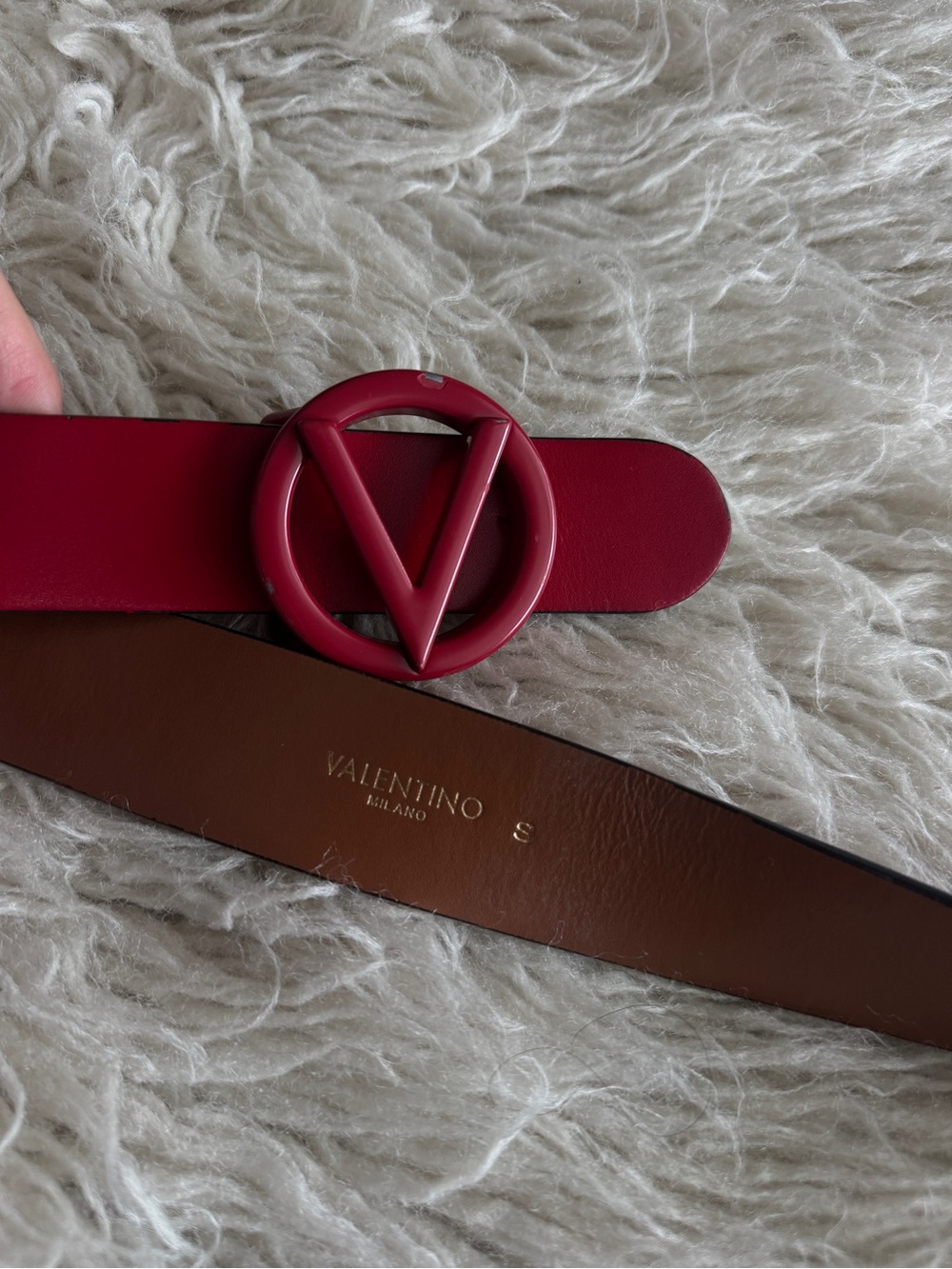 Valentino Red V-Circle Leather Belt